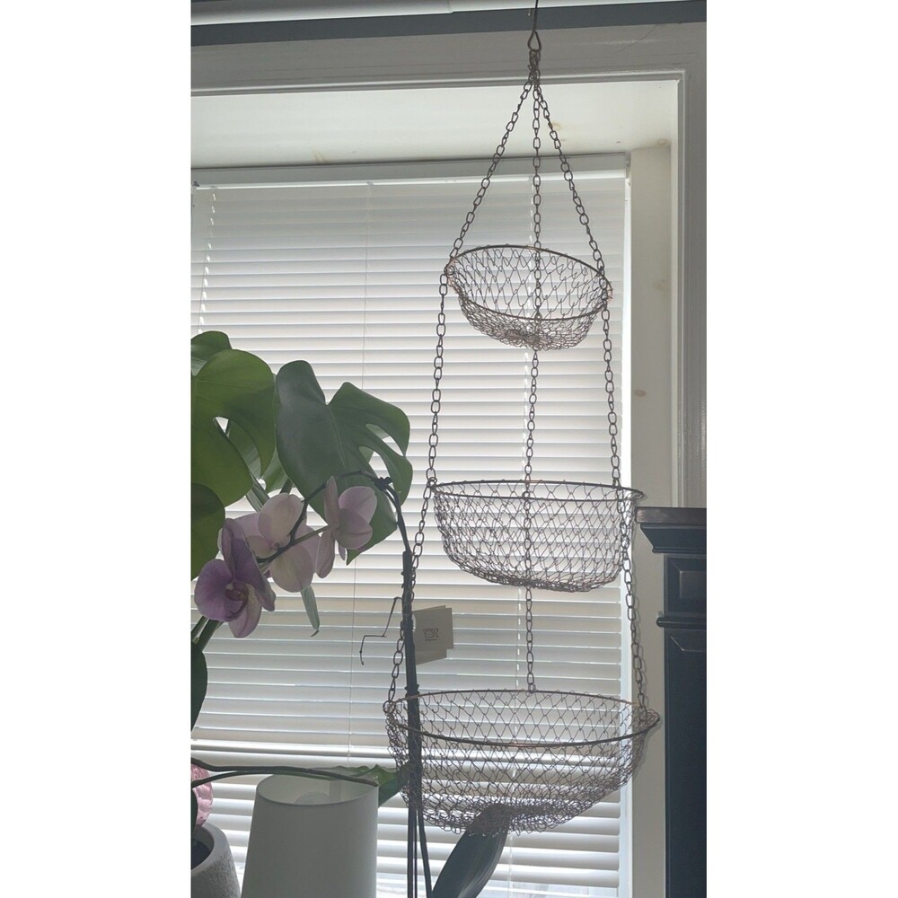 3-Tier Hanging Wire Basket Organizer in bronze finish!